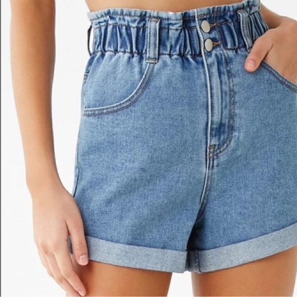 forever 21 paperbag denim shorts - Picture 2 of 5